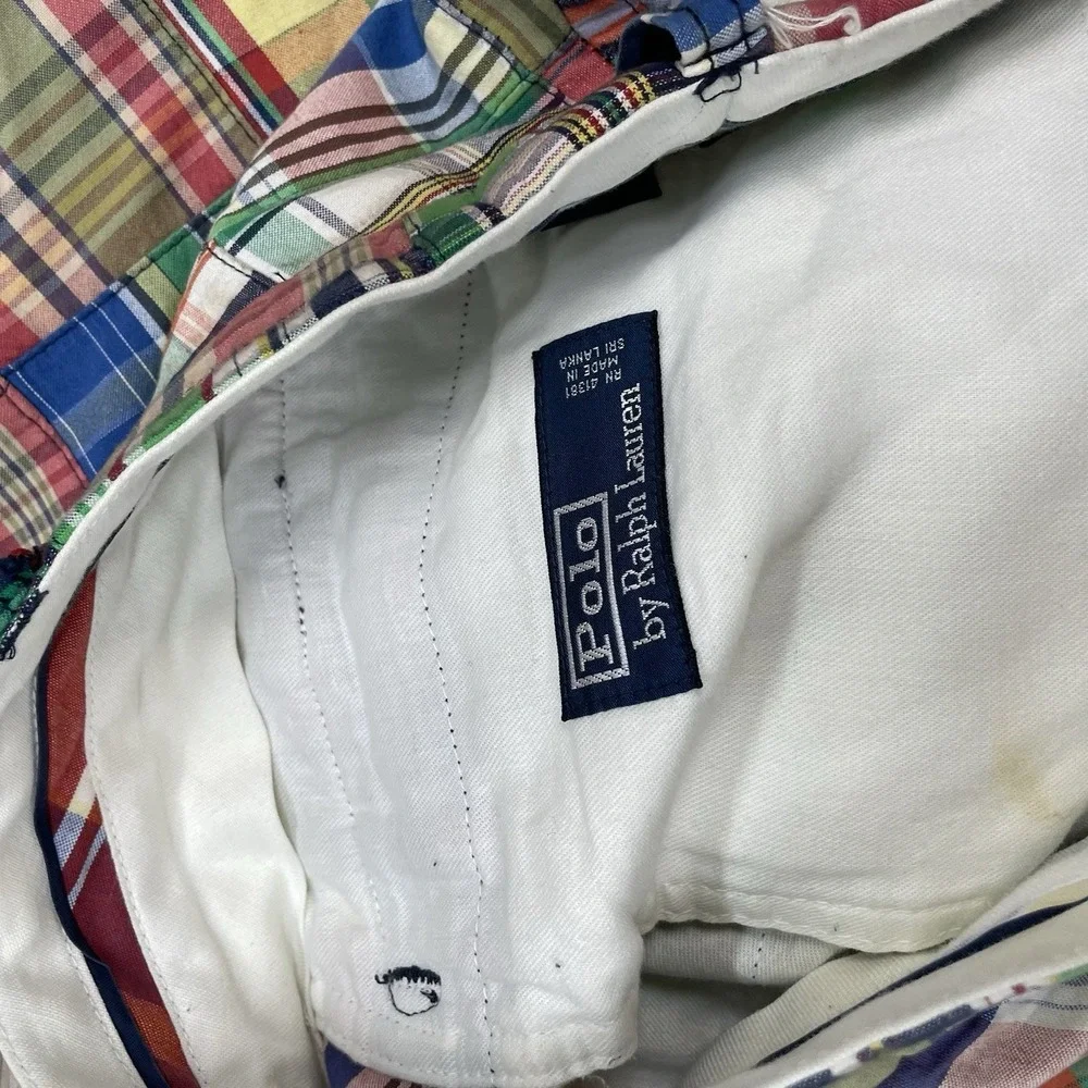 Polo Ralph Lauren Patchwork Madras Shorts Men Sz 40 READ Multicolor